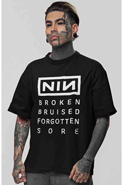 SEVBANO Nin Rock Metal Music Band Printed Unisex Oversize T-Shirt