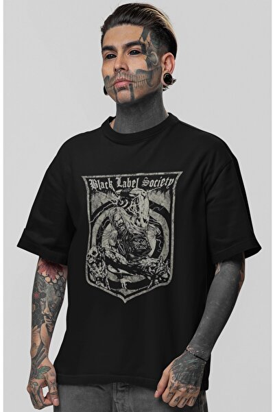 SEVBANO Tricou oversize unisex cu imprimeu Black Label Society Rock Metal Mus...