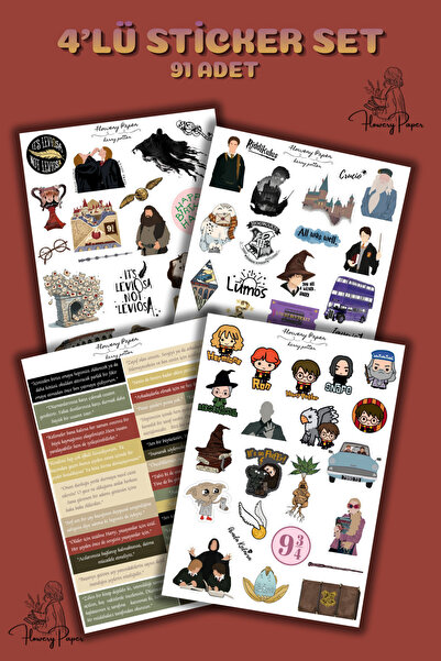 Flowery Paper 4'lü Harry Potter temalı Sticker sayfası , Defter,ajanda ,journ...