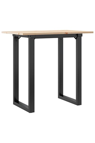 vidaxl Masă de bucătărie, cadru O, 80x50x75 cm lemn masiv pin și Oţel