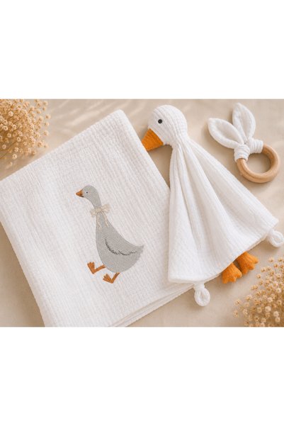 LUMY KIDS Cute Duck 100% Cotton Muslin 3-Piece Sleeping Buddy Baby and Child Gift Set