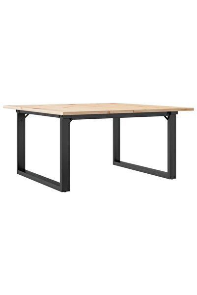 vidaxl Masă de cafea, cadru O, 80x80x45 cm, lemn masiv pin și Oţel