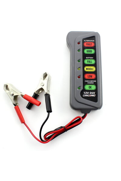 CarGuard Tester pentru baterie și alternator / 12V – 24V / cu indicatori LED -