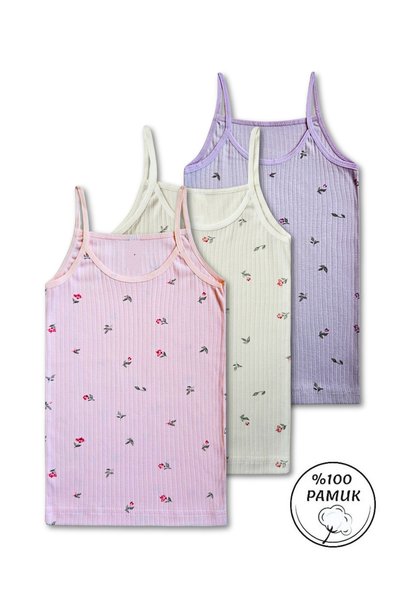 Panfilia 100% Cotton 8-Piece Girls' Undershirt Panties Set, Set of 4 / Ages 2-12