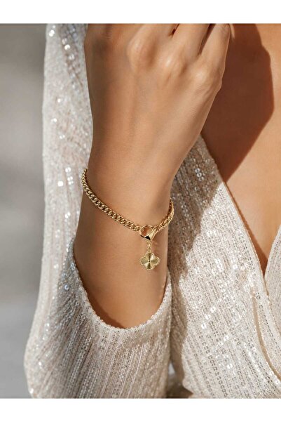 livaz accessories Kadın Çelik Bileklik Kararmaz 14K Altın Renk Vip Seri