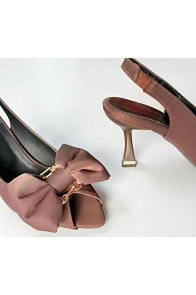 yıldızpark Coffee Gold Buckle Heels, Elegant and Comfortable for Daily Use