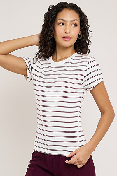 R&B Striped T-Shirt with Crew Neck and Short Sleeves
