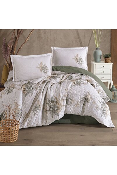 DENİZLİ ÇEYİZ Clasy Double 4 Season Quilted Duvet Cover Set Virele Green