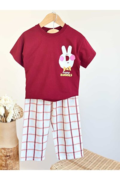 Pinkitokids Unisex majica sa zečjim printom i set tkanih pantalona