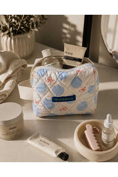 WOLF & ROCK Colorful Quilted Makeup and Care Bag
