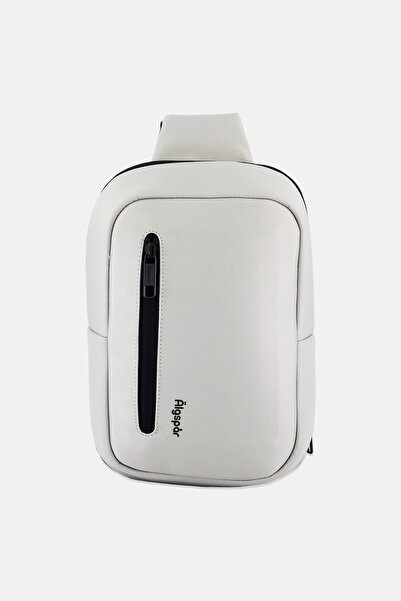 Algspar Men Brand Logo Cross Body Bag, Light Grey