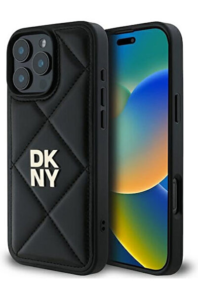 Dkny Καπιτονέ Πίσω Κάλυμμα με Λογότυπο, από Συνθετικό Δέρμα, Μαύρο (iPhone 16...