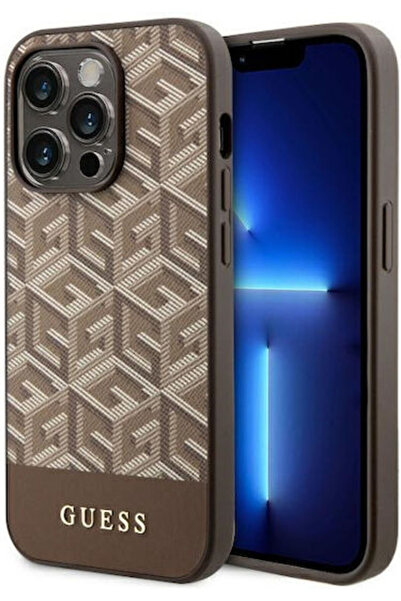 Guess GCube Ρίγες MagSafe Πίσω Κάλυμμα Πλαστικό Καφέ (iPhone 14 Pro Max) Κωδι...