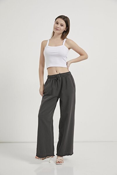 Çarli Ženske platnene pantalone 4760 sive