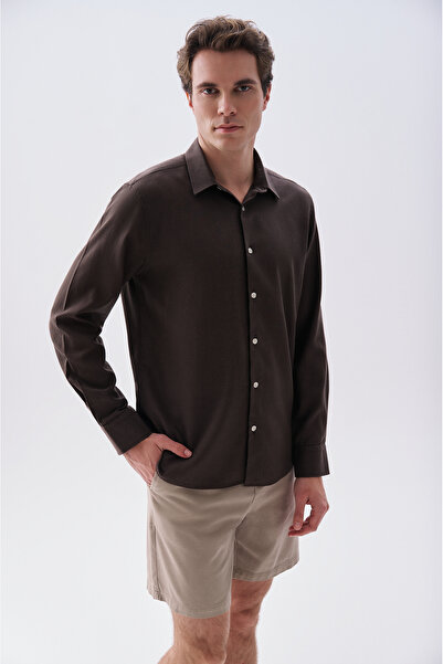 Mudo Men's Brown Regular Fit Long Sleeve Shirt