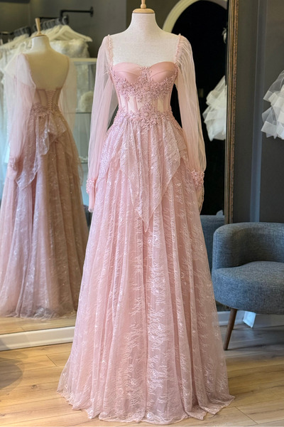 Lenta Moda Pudra Simli Lez Dantel Etekli Ve İşlemeli Dantel Detaylı Abiye ve ...