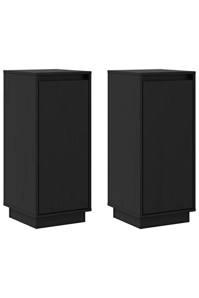 vidaxl Servante, 2 buc., negru, 31,5x34x75 cm, lemn masiv de pin