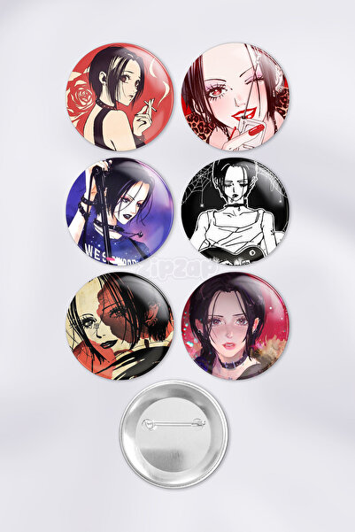 ZipZap Nana Osaki Black Stones Çanta Süsü Rozet İğneli Buton Rozet Seti (6 adet)