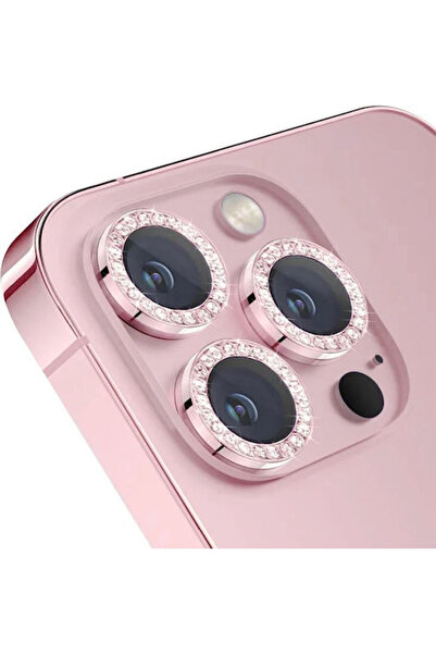 OEM Μεταλλικός Διαμαντένιος Φακός Κάμερας Apple iPhone 13 Pro/13 Pro Max Ροζ
