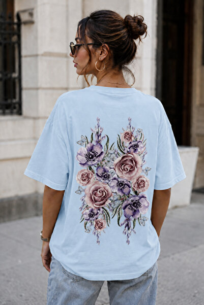 ArtYus Μπλουζάκι Unisex Oversize με στάμπα στην πλάτη με ανθοδέσμη – Βαμβακερ...