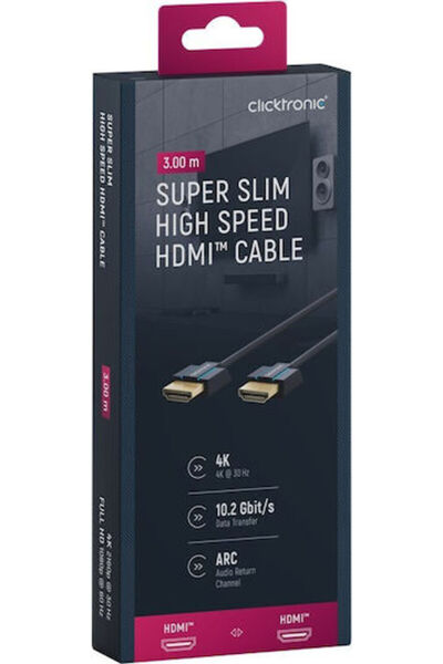 CLICKTRONIC Καλώδιο HDMI 2.0 Premium Υψηλής Ταχύτητας 4K 60Hz HDR HDMI Αρσενι...