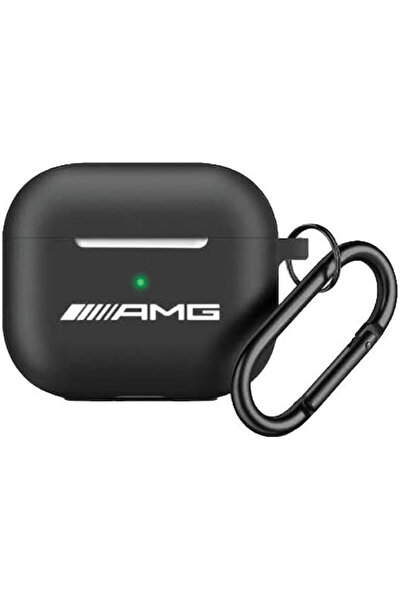 AMG Λευκή Θήκη Σιλικόνης με Λογότυπο και Μαύρο Μπρελόκ για Apple AirPods Pro 2