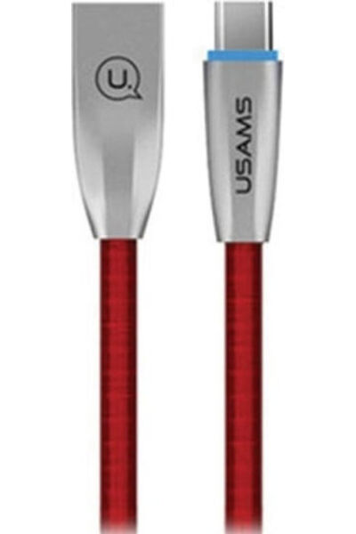 Usams US-SJ184 Πλεγμένο Καλώδιο USB 2.0 USB-C Αρσενικό - USB-A Κόκκινο 1.2μ