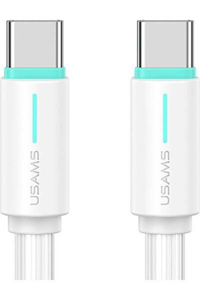 Usams Καλώδιο USB 2.0 USB-C Αρσενικό σε USB-C 60W PD Λευκό 1μ