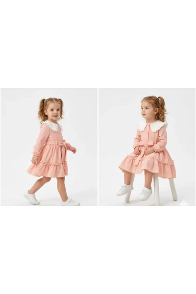 Veraura Lifestyle 1/5 Year Old Button Detailed Baby Collar Children's Dress