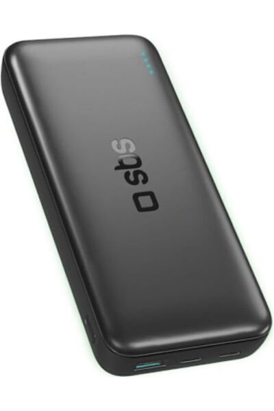 SBS Power Bank 20000mAh 10W με θύρα USB-A και 2 θύρες USB-C Μαύρο