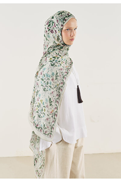 Freshscarfs Τυρκουάζ Σάλι από Βισκόζη με Σχέδιο Pure Rosalia