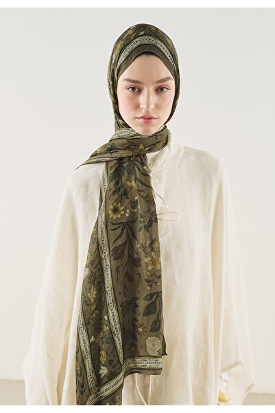 Freshscarfs Flora Echo Pattern Soft Viscose Shawl Brown