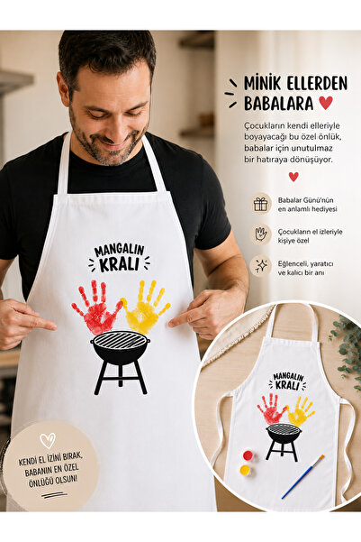 redbuttonkidsstore Mangalın Kralı Babalar Günü Mutfak Önlüğü Tasarım Seti