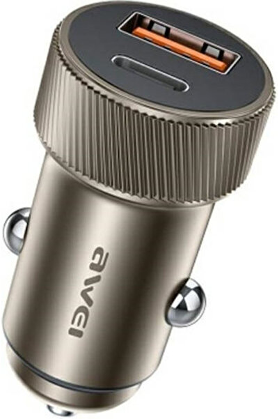 AWEI Φορτιστής αυτοκινήτου 33W με θύρες: 1xUSB 1xType-C Κωδικός χρώματος: C-857