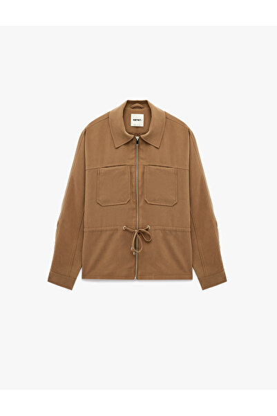 Koton Viscose Kupra Fabric Long Sleeve Shirt Jacket with Waist Tie Detail
