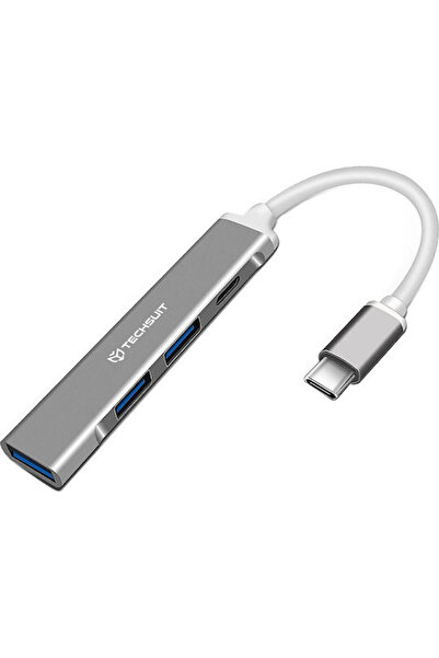 Techsuit Διανομέας USB 4 Θυρών USB 3.0 με σύνδεση USB-C Γκρι Κωδικός: HUB003;H18
