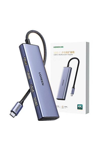 Ugreen Cm511 USB-C Σταθμός σύνδεσης με HDMI 4K PD Ethernet Γκρι