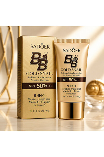 SADOER BB Golden Snail Cream 9 in 1 SPF 50+ PA++++ – High Coverage, Hydration...