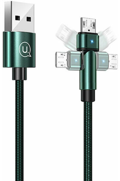 Usams SJ478 1m Γωνία (90 ° Πλεγμένο καλώδιο USB 2.0 σε micro USB Πράσινο (SJ4...