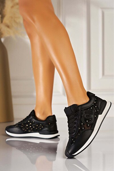 Joana Women's Black Leather Sneakers Narali