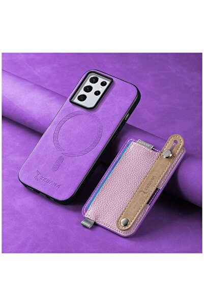 Zebana Samsung Galaxy S26 Ultra Uyumlu Kılıf M-safe 2in1 Kartlıklı Best Deri ...