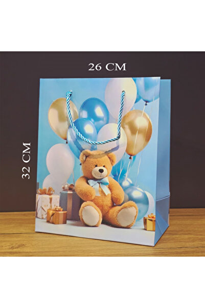 ForWhat Blue Single Cardboard Bag with Maxi Teddy Bear Pattern for Office Hom...