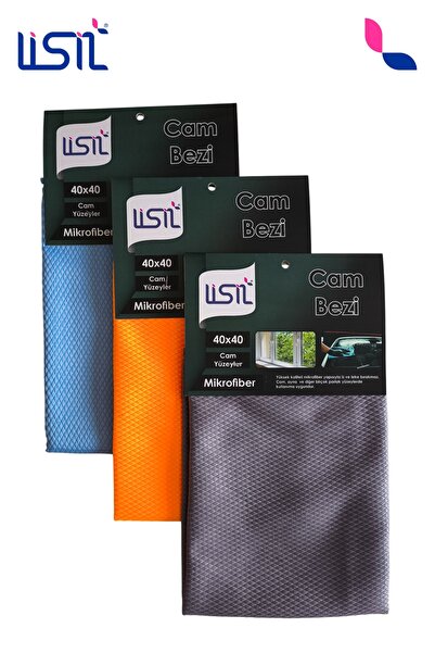 LİSİL Baklava Desenli Mikrofiber Cam Bezi 3'lü Set | 40x40 | Cam Yüzeyler İçin