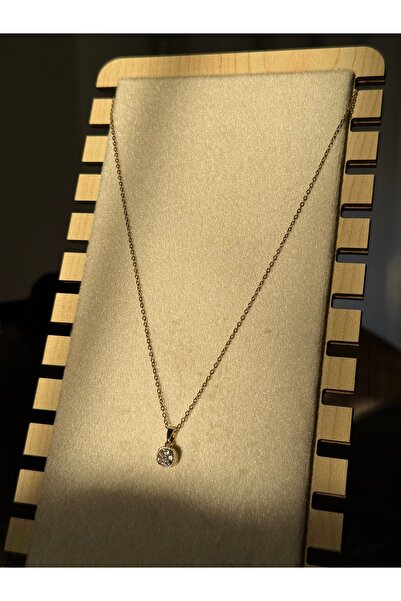 PALICE Steel Gold Baguette Square Stone Vintage Necklace