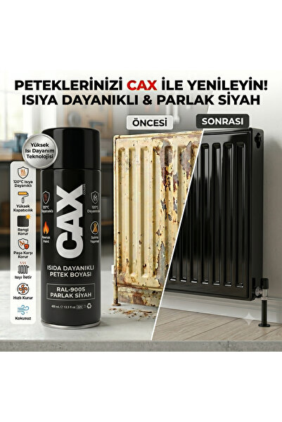 caxcolors CAX Isıya Dayanıklı Kalorifer Petek Sprey Boyası 400 ml Sararma Yap...