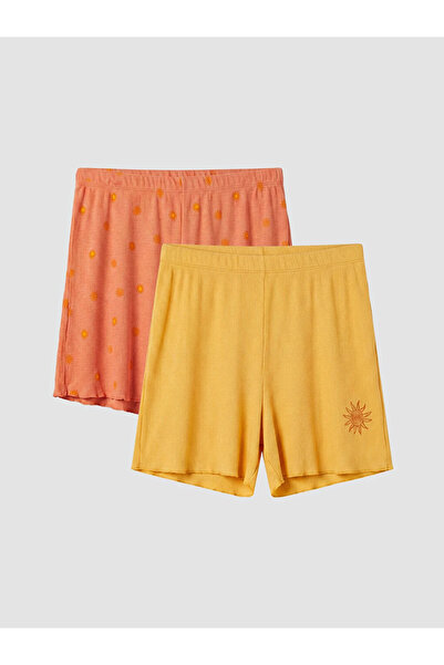 LC Waikiki Yellow Patterned Women's Shorts Pajama Bottoms 2-Piece