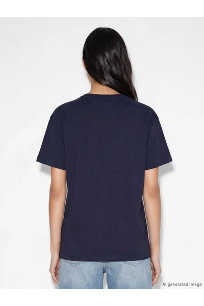 LC Waikiki Navy Blue Crew Neck Los Angeles Printed Women's T-Shirt