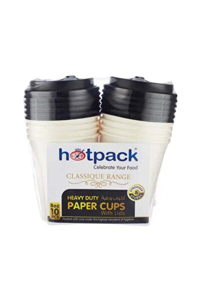 Hotpack White Cup + Black Lid 8Oz 10S