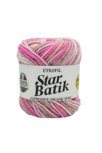 Etrofil Star Batik Knitting Yarn White Stone Mink Brown 75% Premium Acrylic 2...