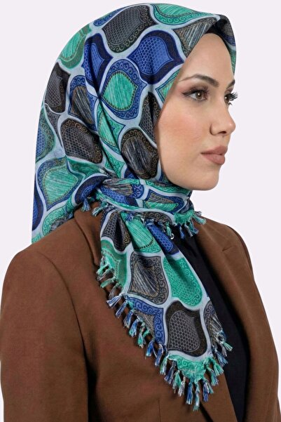 hadiora Women's Turquoise Gray Authentic Patterned Beaded Writing